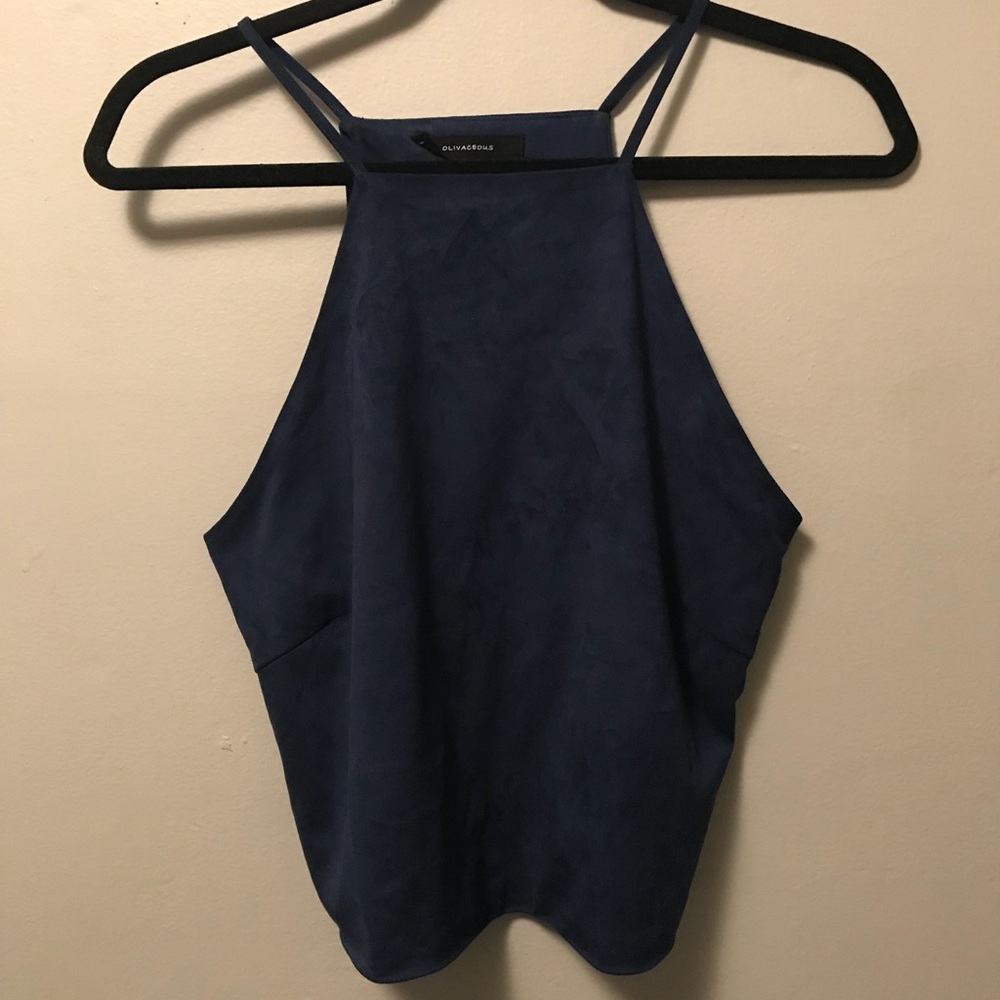 Olivia Ceous Suede Open Back Loose Tank